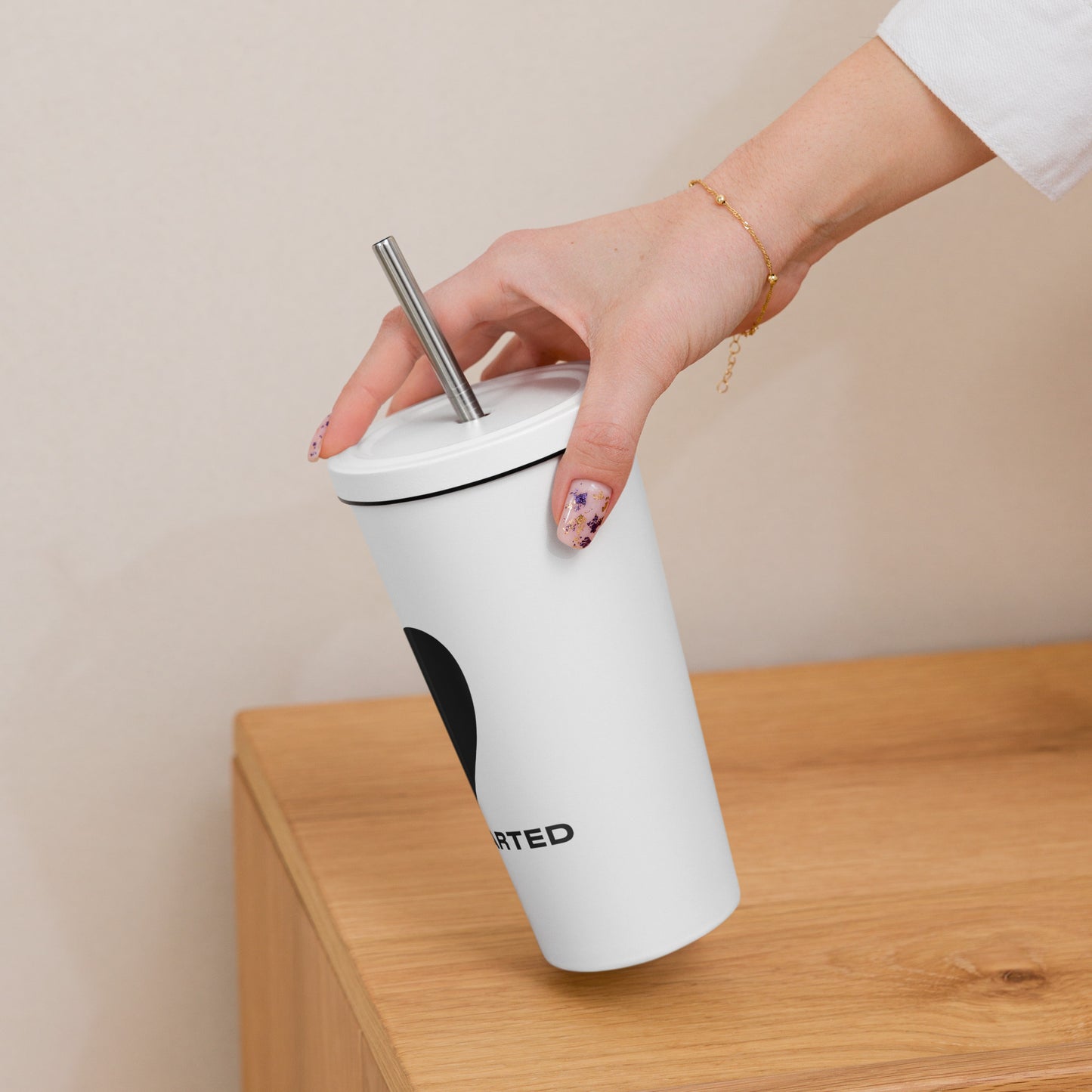 Insulated tumbler with a straw