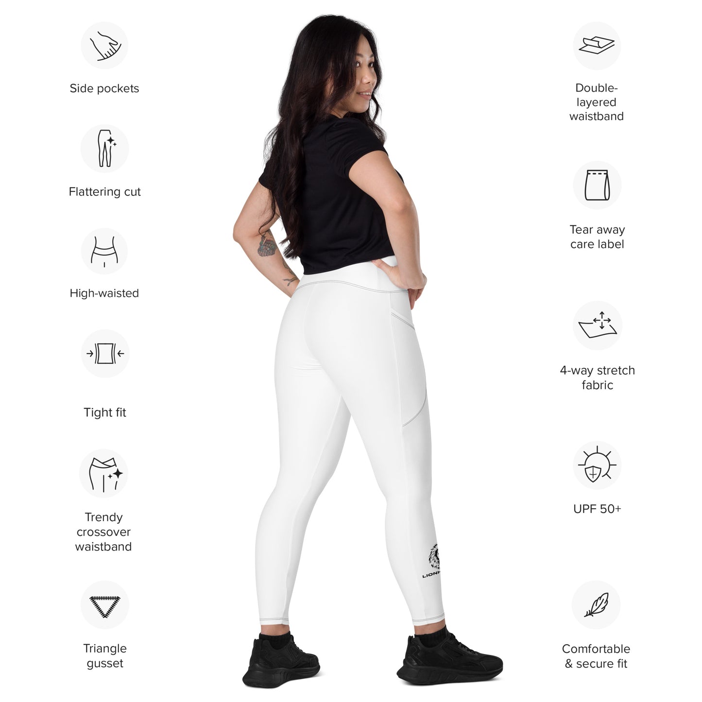 Crossover leggings with pockets